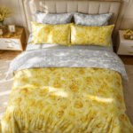 Reversible Flowers Duvet Cover Set - Ochre