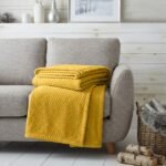Popcorn Fleece Throw Blanket - Ochre