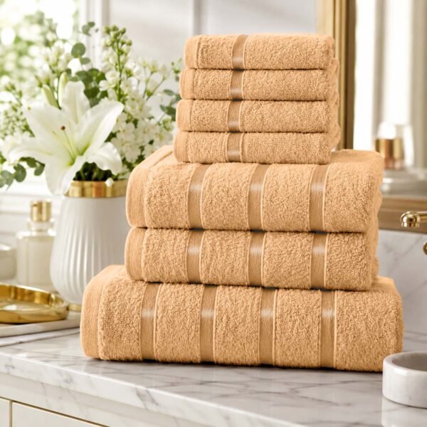 8 Piece Ultra Soft Cotton Towel Bale Set - Peach