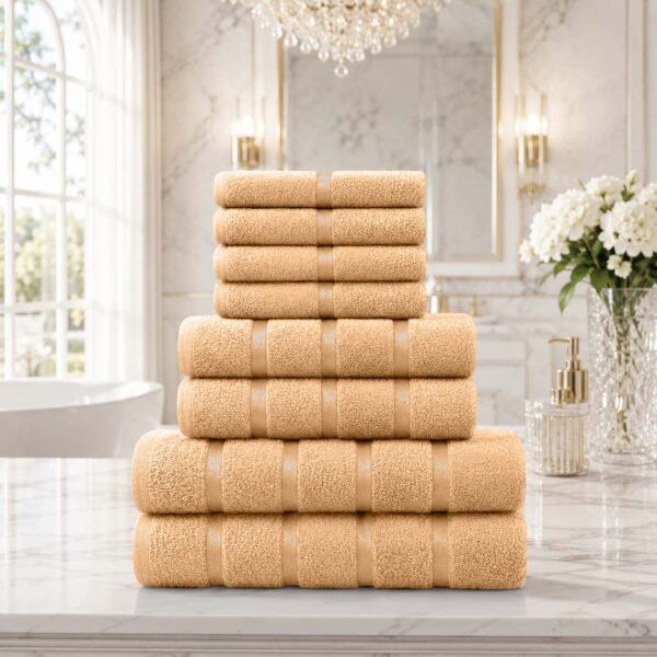 8 Piece Ultra Soft Cotton Towel Bale Set - Peach
