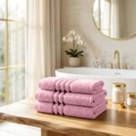 3 Pack Stripe Cotton Towel Sets - Pinkvvvvv