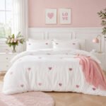 Fancy Embroidered Duvet Cover Set Hearts - Pink