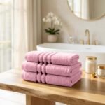 3 Pack Stripe Cotton Towel Sets - Pink
