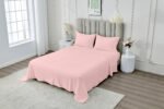 4 Piece Soft Plain Bed Sheet Set - Pink