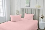 4 Piece Soft Plain Bed Sheet Set - Pink