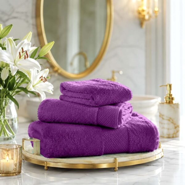Ultra Soft Plush Absorbent Towel Set - Purple