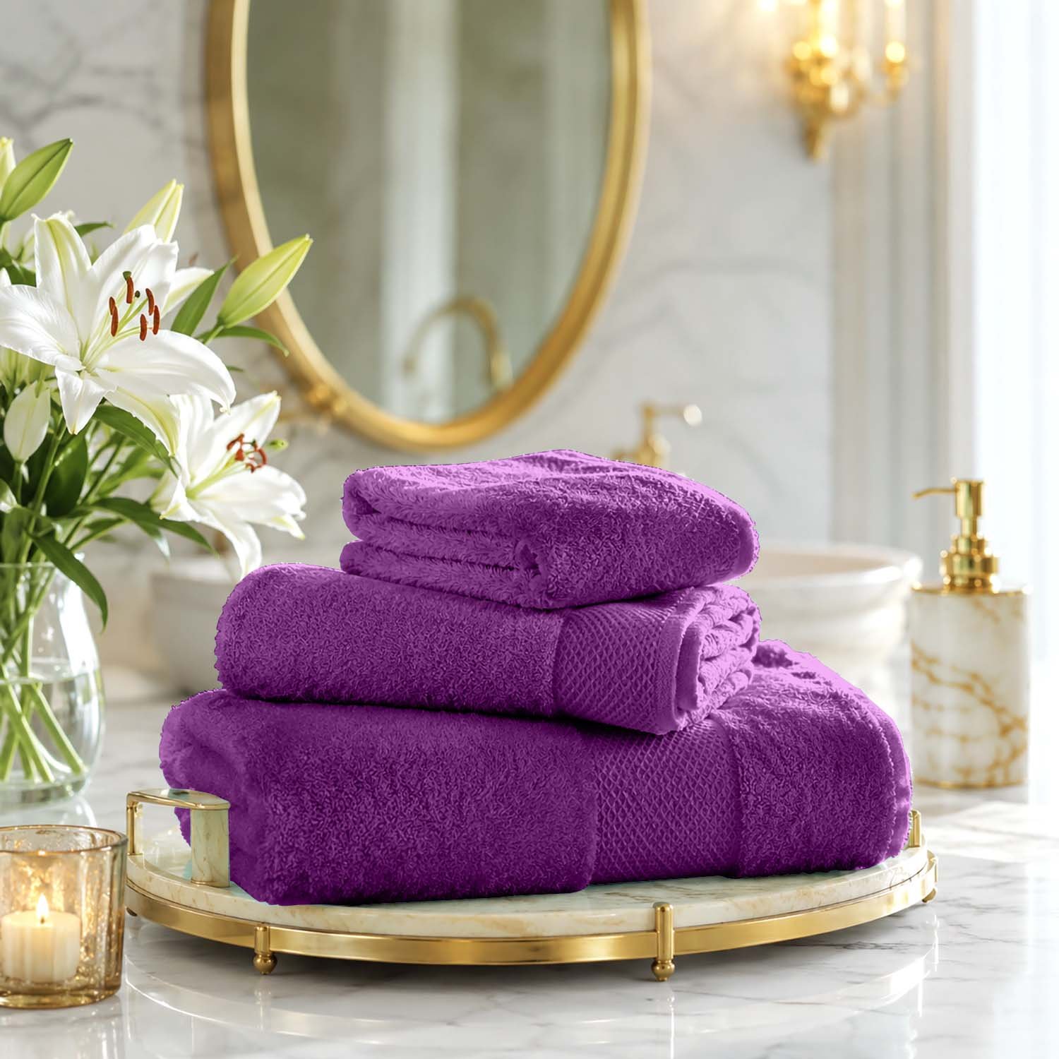 Purple 1 Ultra Soft Plush Absorbent Towel Set - Purple