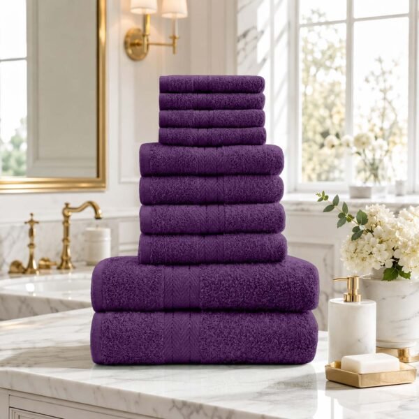 10 Piece Super Absorbent Towel Bale Set - Purple
