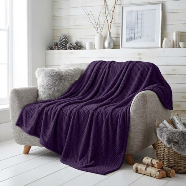 Popcorn Fleece Throw Blanket - Purple