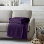 Popcorn Fleece Throw Blanket - Purple