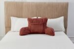 Cosy Heated Ribbed Cuddle Cushion with Armrest Support - Rust - Image 5