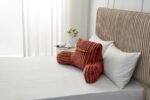 Cosy Heated Ribbed Cuddle Cushion with Armrest Support - Rust - Image 4