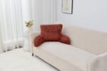 Cosy Heated Ribbed Cuddle Cushion with Armrest Support - Rust - Image 3