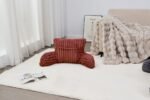 Cosy Heated Ribbed Cuddle Cushion with Armrest Support - Rust - Image 2