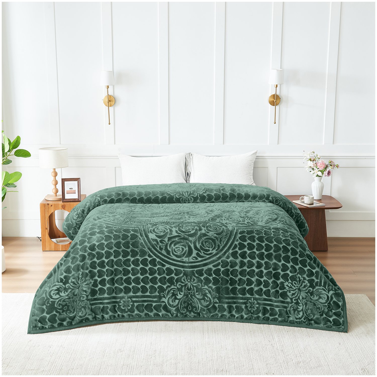 civilArt Blossom Heart Heavy Blanket 4kg - Green