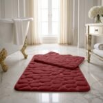 Luxury Pebbles Bathroom Mat 2 Piece - Red