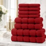 8 Piece Ultra Soft Cotton Towel Bale Set - Red