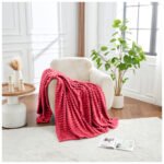 Luxury Ribbed Fleece Throw - Red