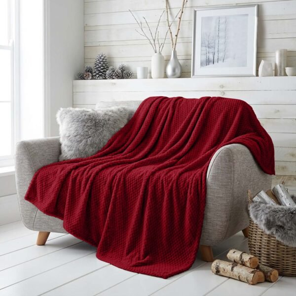 Popcorn Fleece Throw Blanket - Red