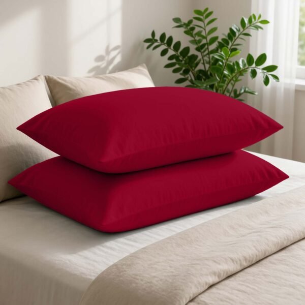 Super Soft Cosy Plain Pillowcase Set - Red