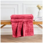Luxury Ribbed Fleece Throw - Red