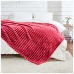 Luxury Ribbed Fleece Throw - Red