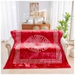 Luxury Greek Key Fleece Blanket - Red/White - Image 2