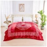 Luxury Greek Key Fleece Blanket - Red/White - Image 3