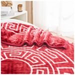 Luxury Greek Key Fleece Blanket - Red/White - Image 4