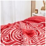 Luxury Greek Key Fleece Blanket - Red/White - Image 5