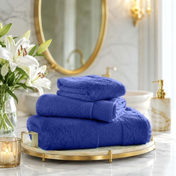 Ultra Soft Plush Absorbent Towel Set - Royal Blue