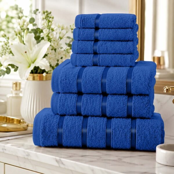8 Piece Ultra Soft Cotton Towel Bale Set - Royal Blue
