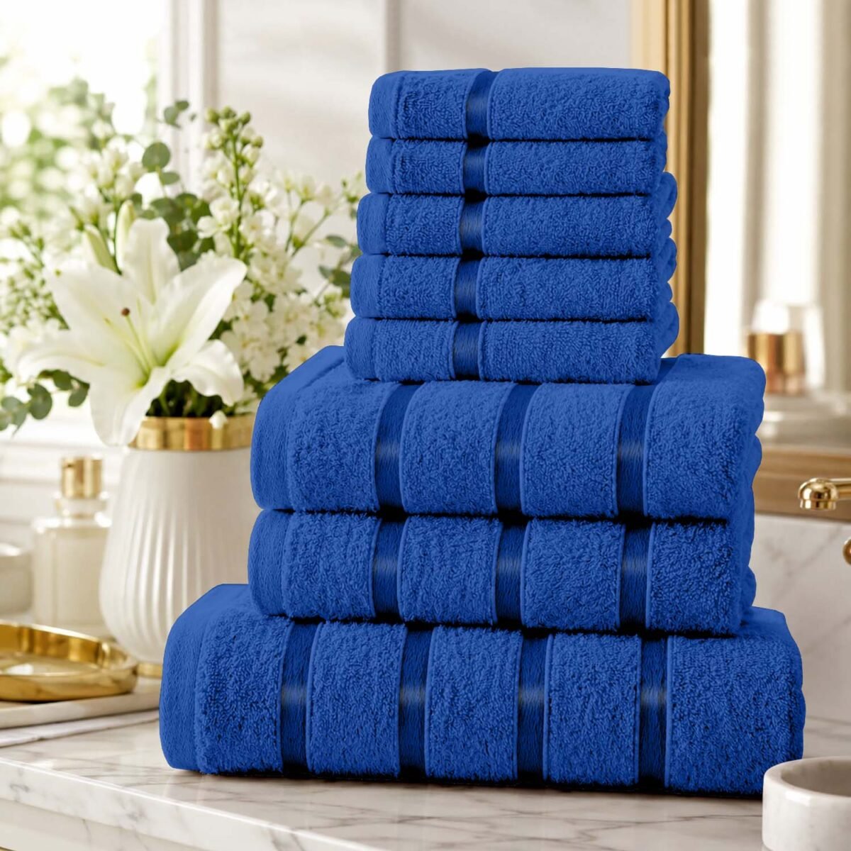 8 Piece Ultra Soft Cotton Towel Bale Set - Royal Blue