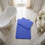 Luxury Pebbles Bathroom Mat 2 Piece - Royal Blue