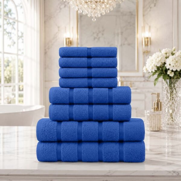 8 Piece Ultra Soft Cotton Towel Bale Set - Royal Blue