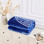 Luxury Greek Key Fleece Blanket - Royal Blue/White - Image 2