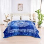 Luxury Greek Key Fleece Blanket - Royal Blue/White - Image 4