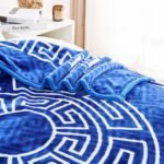 Luxury Greek Key Fleece Blanket - Royal Blue/White - Image 5