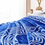 Luxury Greek Key Fleece Blanket - Royal Blue/White - Image 6