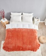 Luxury Ribbed Fleece Throw - Rust