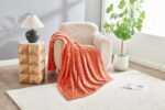 Luxury Ribbed Fleece Throw - Rust - Image 9