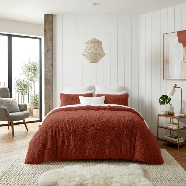 Hug & Snug Fluffy Duvet Cover Set - Rust