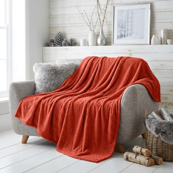 Popcorn Fleece Throw Blanket - Rust