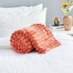 Luxury Ribbed Fleece Throw - Rust - Image 2
