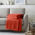 Popcorn Fleece Throw Blanket - Rust