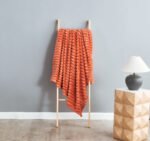 Luxury Ribbed Fleece Throw - Rust - Image 3