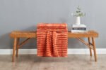 Luxury Ribbed Fleece Throw - Rust - Image 4