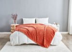 Luxury Ribbed Fleece Throw - Rust - Image 6