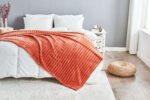 Luxury Ribbed Fleece Throw - Rust - Image 7