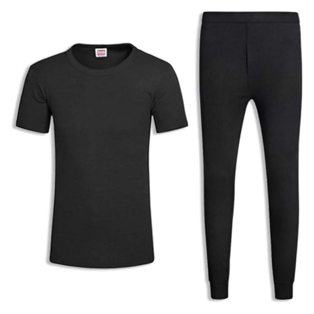 SHIRT Soft Short Sleeve T-Shirt & Long Johns - Black